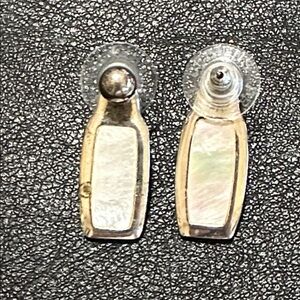 Premier Designs Vintage Reversible Mother Of Pearl Abalone Silver-tone Earrings